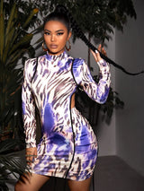Soft &amp; Lightweight Allover Print Cut Out Bodycon Dress