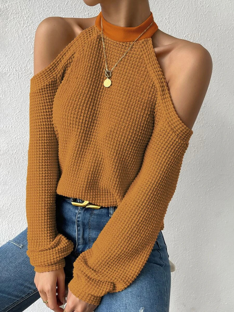 Solid Cold Shoulder Sweatshirt