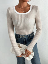 Solid Ribbed Knit Tee