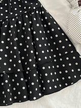 Sunnyshic Women's Black And White Polka Dot Summer 1960s Vintage Mini Dress