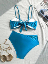 Swim SXY Women Sexy Metal Double Straps Shell High Waist Beach Swimsuit Outfit