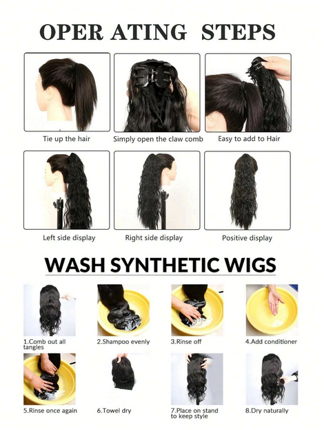 Synthetic Clip In Ponytail Hair Extension 22 Inch 140g Straight Dark Browm Claw