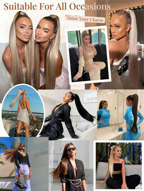 Synthetic Clip In Ponytail Hair Extension 22 Inch 140g Straight Dark Browm Claw