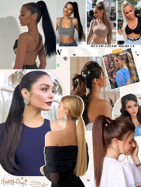 Synthetic Clip In Ponytail Hair Extension 22 Inch 140g Straight Dark Browm Claw