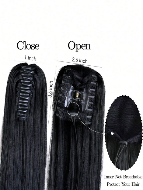 Synthetic Clip In Ponytail Hair Extension 22 Inch 140g Straight Dark Browm Claw