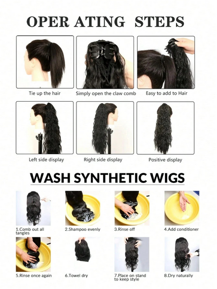 Synthetic Clip In Ponytail Hair Extension 22 Inch 140g Straight Dark Browm Claw On Ponytail Clip In Hair