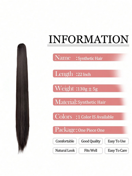 Synthetic Clip In Ponytail Hair Extension 22 Inch 140g Straight Dark Browm Claw On Ponytail Clip In Hair