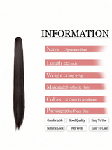 Synthetic Clip In Ponytail Hair Extension 22 Inch 140g Straight Dark Browm Claw On Ponytail Clip In Hair