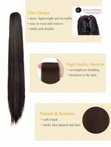 Synthetic Clip In Ponytail Hair Extension 22 Inch 140g Straight Dark Browm Claw On Ponytail Clip In Hair