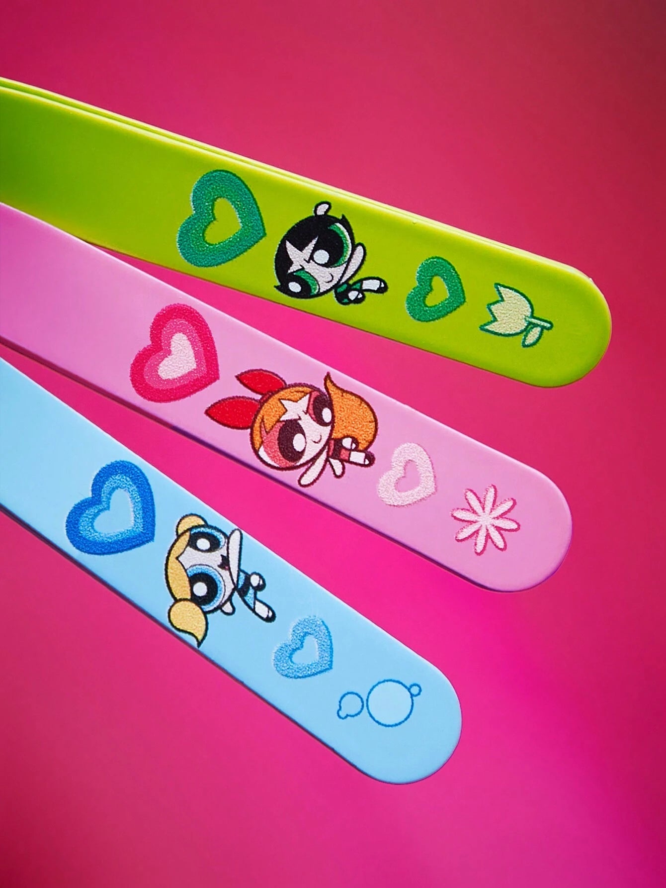 THE POWERPUFF GIRLS X SHEIN 3pcs Heart Patterned Colorful Eyebrow Tweezer Set
