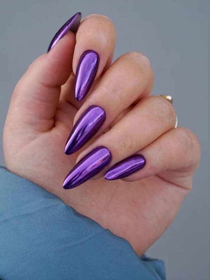 Transform Your Nails with 24pcs Short Almond Purple