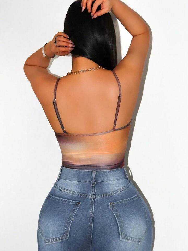 Women Spring/Summer New Sexy Sleeveless V-Neck Halting Halo Printed Vest