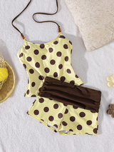 Women's Polka Dot Print Tankini Swimwear Set