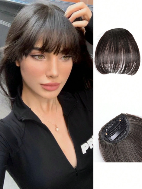 Women's Synthetic Air Bangs Hair Piece Fake Bangs  Black Hair Colo Brown Bangs Clip-In Hair Extensions
