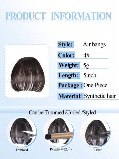 Women's Synthetic Air Bangs Hair Piece Fake Bangs  Black Hair Colo Brown Bangs Clip-In Hair Extensions