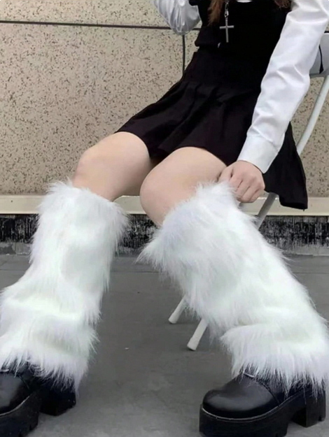 Women's Fuzzy Fur Leg Warmers - Winter Soft Fluffy Boot Cuffs Perfect For Halloween &amp; Santa Costumes