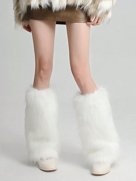 Women's Fuzzy Fur Leg Warmers - Winter Soft Fluffy Boot Cuffs Perfect For Halloween &amp; Santa Costumes