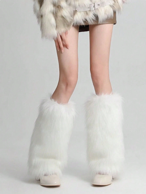 Women's Fuzzy Fur Leg Warmers - Winter Soft Fluffy Boot Cuffs Perfect For Halloween &amp; Santa Costumes