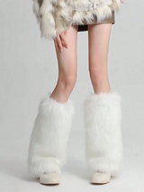 Women's Fuzzy Fur Leg Warmers - Winter Soft Fluffy Boot Cuffs Perfect For Halloween &amp; Santa Costumes