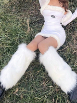 Women's Fuzzy Fur Leg Warmers - Winter Soft Fluffy Boot Cuffs Perfect For Halloween &amp; Santa Costumes