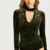 Choker Neck Crushed Velvet Bodysuit