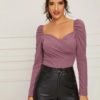 Sweetheart Neck Wrap Front Top