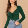 Solid Sweetheart Neck Knot Front Top