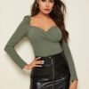 Sweetheart Neck Zip Back Fitted Top