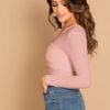Foldover Asymmetrical Neck Slim Fitted Wrap Top
