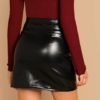 O-Ring Zip Detail Faux Leather Skirt