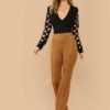 Plaid Cutout Sleeve Form Fitted Tee