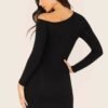Asymmetrical Neck Cutout Front Bodycon Dress