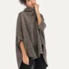 Asymmetrical Batwing Sleeve High-Neck Sweater