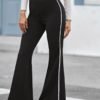 Letter Tape Side Flare Leg Jersey Pants