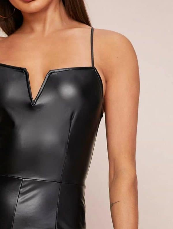 Solid Faux Leather Cami Jumpsuit ⋆ Womens Store