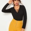 Crisscross Neck Scallop Edge Solid Top