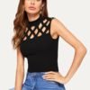 Cage Yoke Mock Neck Top