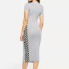 Checked Panel Ringer Pencil Dress