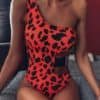 Leopard Cut Out One Shoulder One Piece Swimwear
