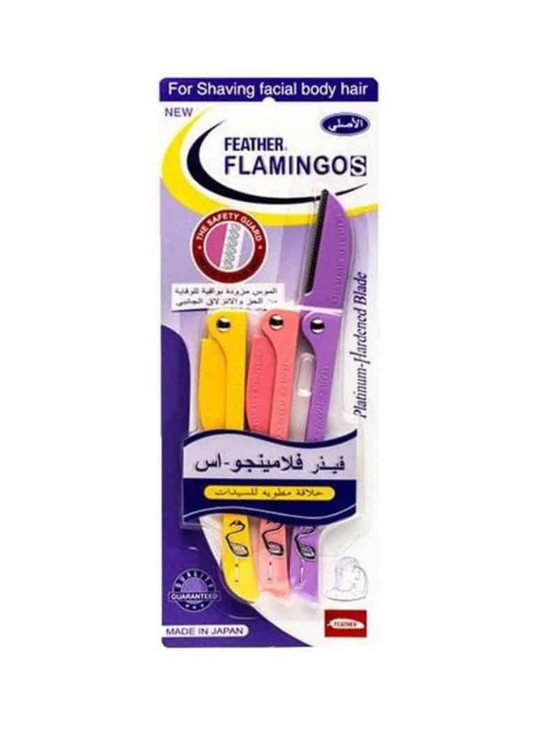 Feather Flamingo  3-Piece Hair Removal Razor Yellow/Pink/Purple