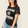 Plus Slogan Graphic Sheer Tee