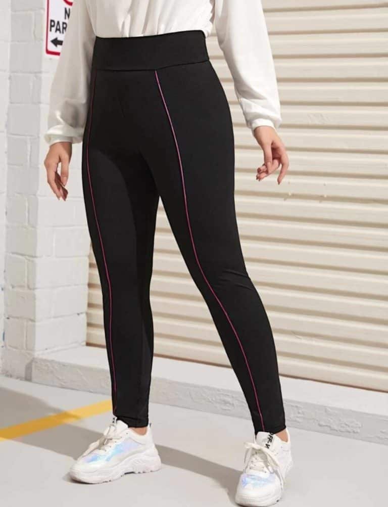 Plus Contrast Tipping Wide Waistband Leggings