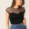 Plus Keyhole Back Dobby Mesh Sweetheart Top