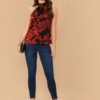 Tie Back Floral Print Halter Top
