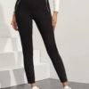 Letter Tape Waist Zipper Detail Skinny Pants