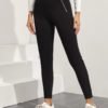 Letter Tape Waist Zipper Detail Skinny Pants