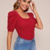 Puff Sleeve Square Neck Slim Tee