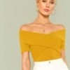 Cross Wrap Bardot Ribbed Top