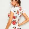 Cut Out Front Floral Print Fitted Top