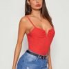 Notched Neck Ribbed Cami Top